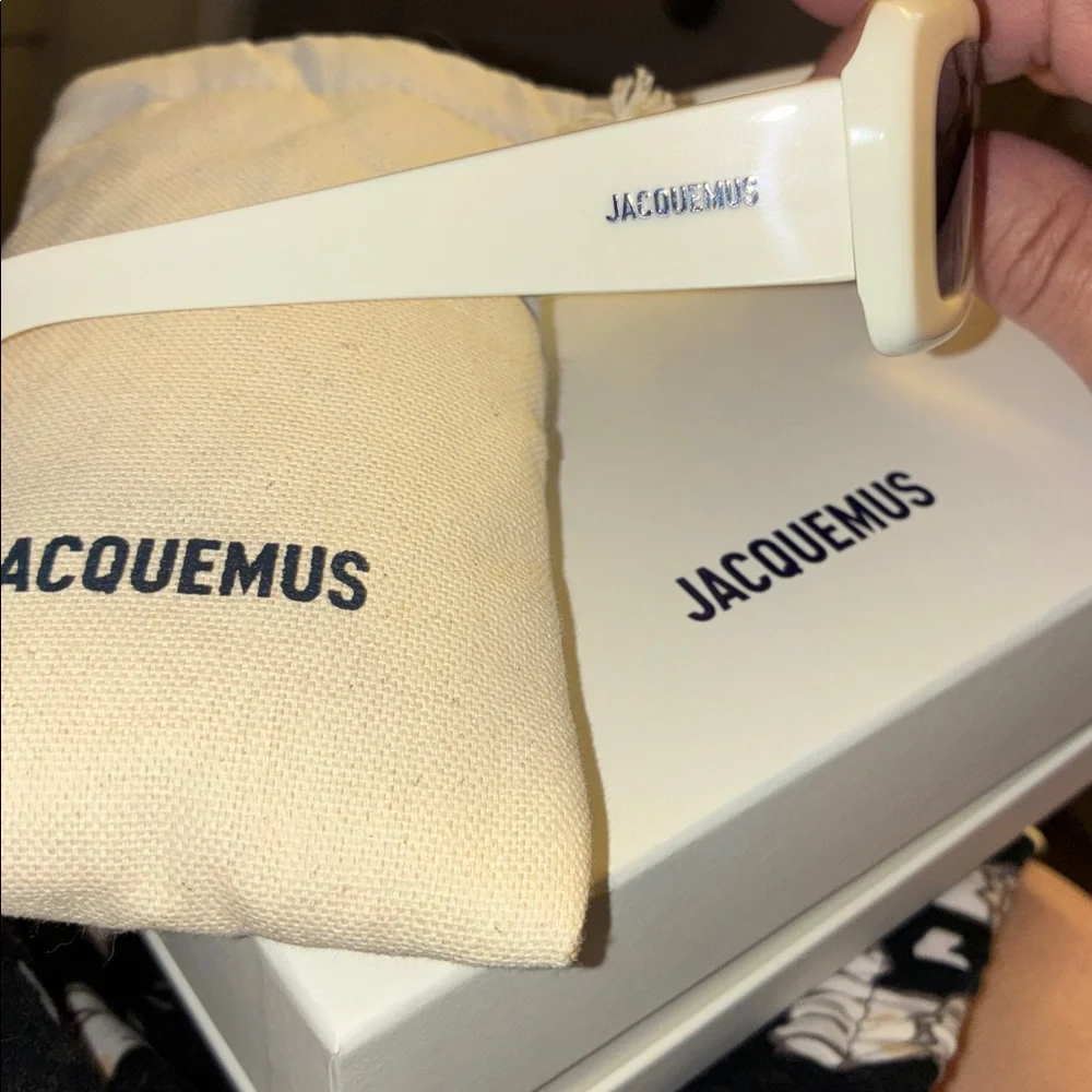 Jacquemus Cream Rectangular Sunglasses - Picture 2 of 5
